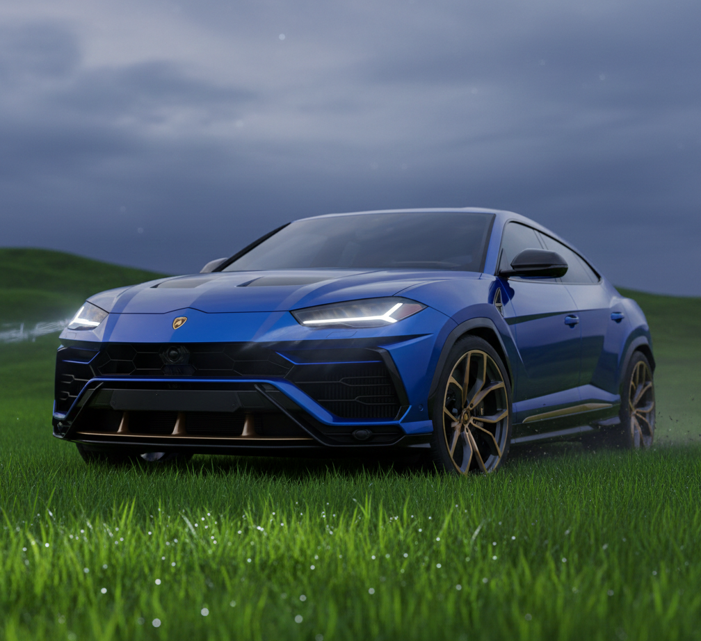 Pretty blue Lambo with killer headlight